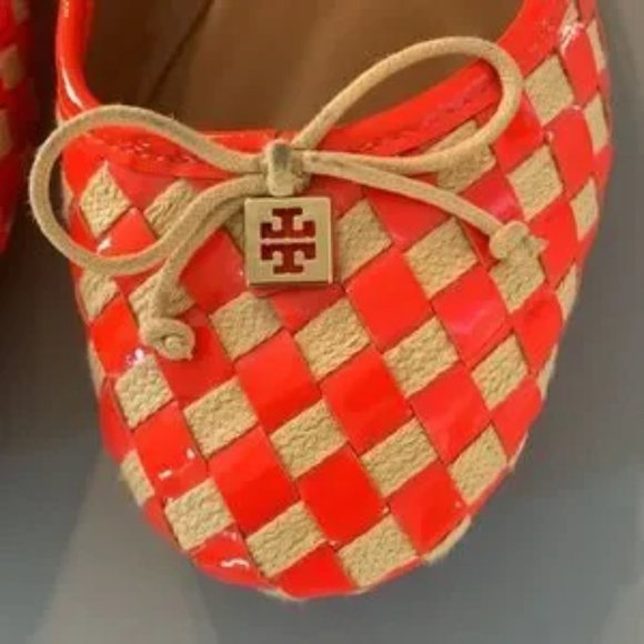 Tory Burch Orange & Tan Woven Flats - Picture 2 of 7